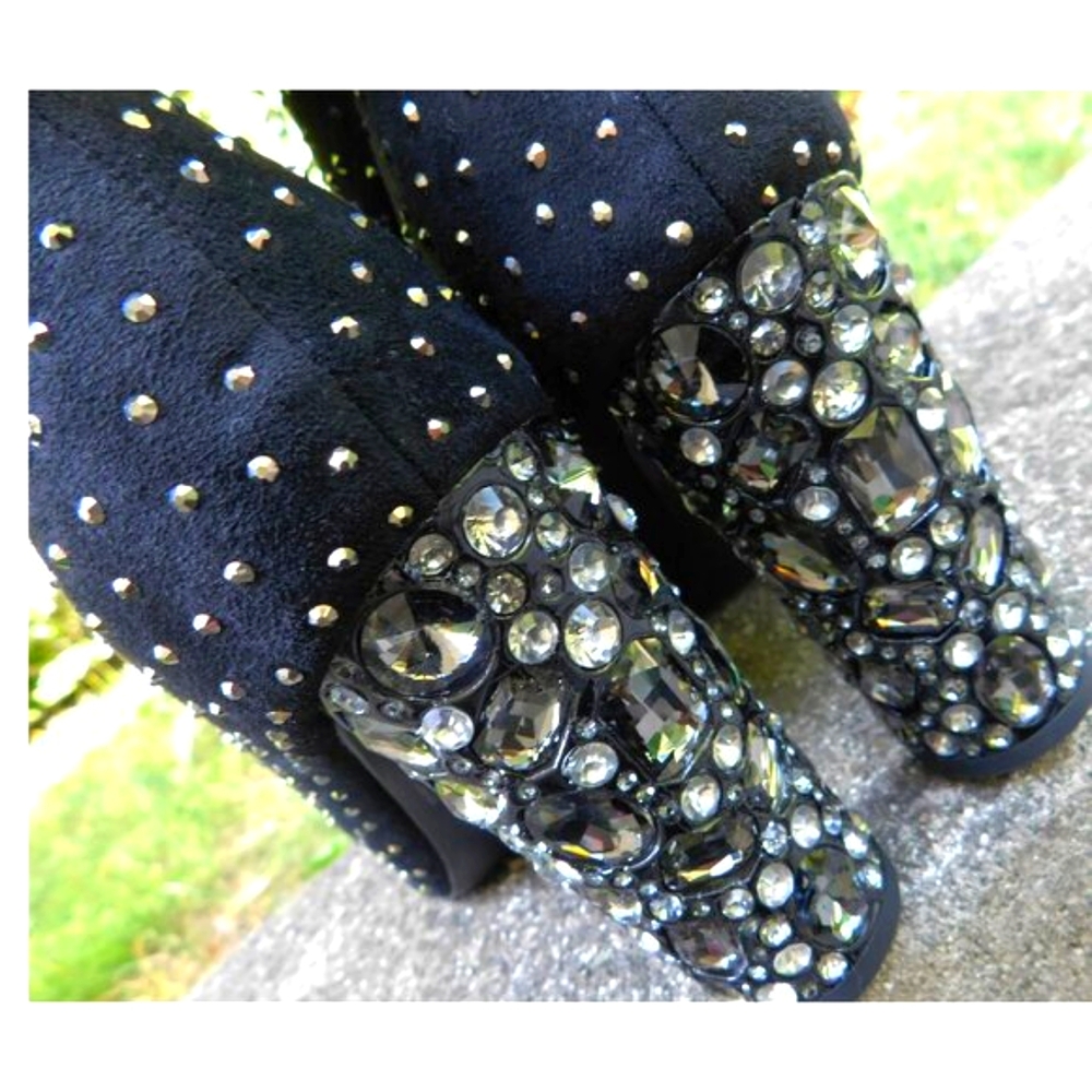 Bling Crystal Ankle Stretch Boots Size 9 - Picture 2 of 6